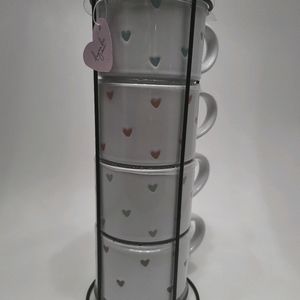 Dayna Lee Collection Stackable Mugs- hearts- NWT